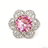 Silver inlaid pink diamond flower accessories