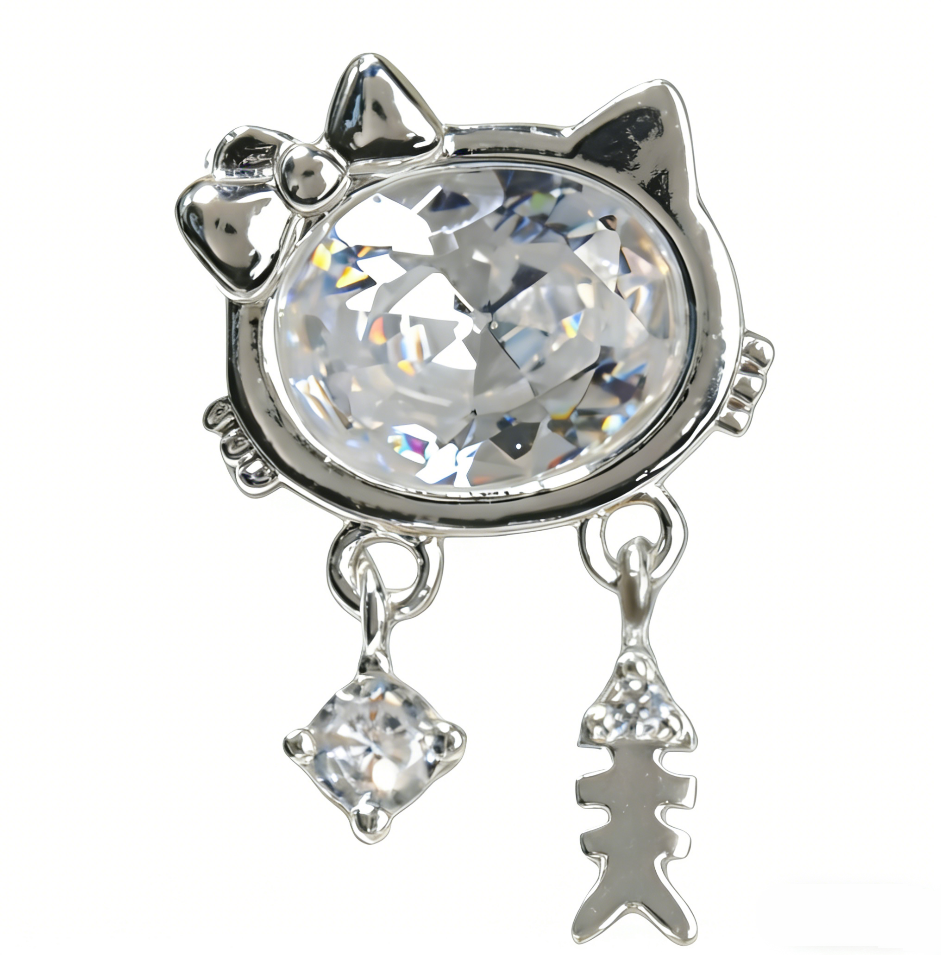 Diamond studded accessories in the shape of cats